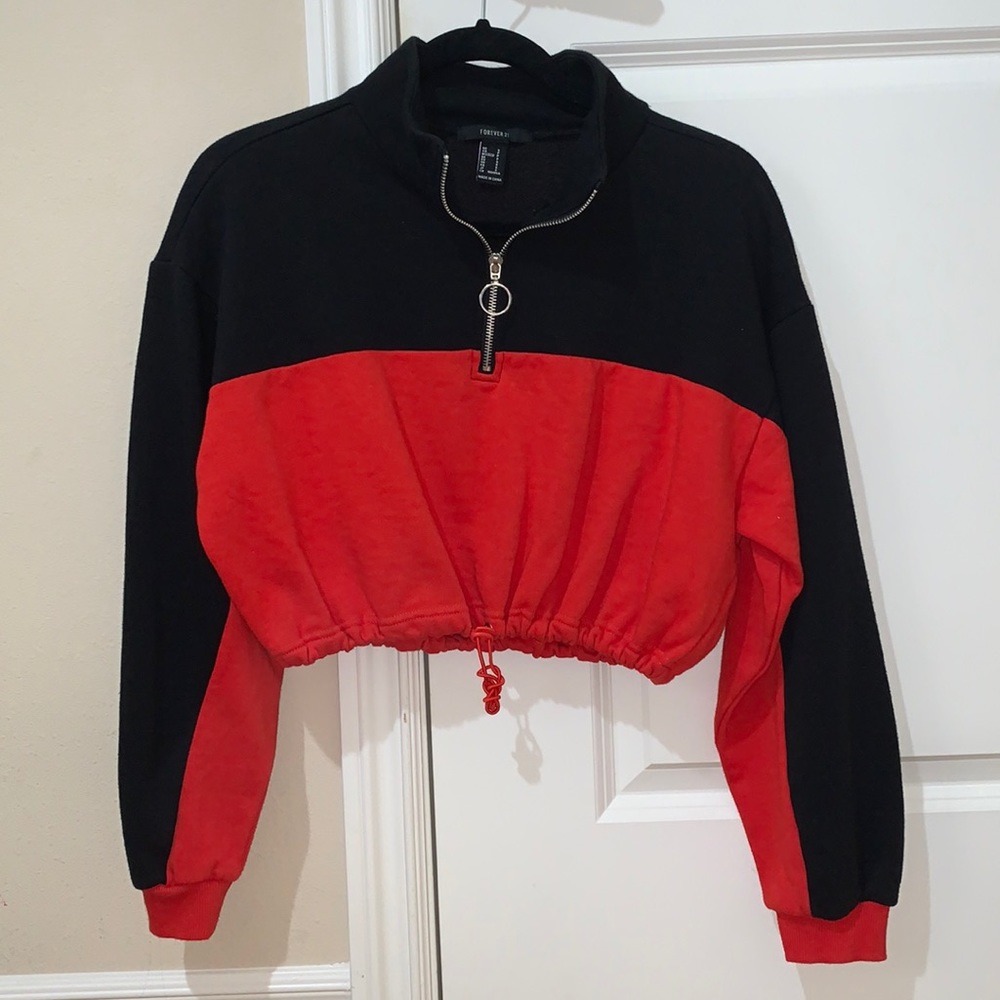 Red and black cropped sweater
